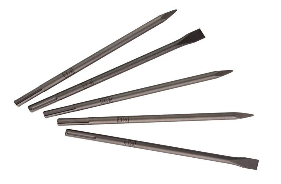 Lot De 3 Burins SDS Pour Perforateur - 1 Pointu + 2 Plats - Acier Trempé - Pour Béton, Brique, Bois