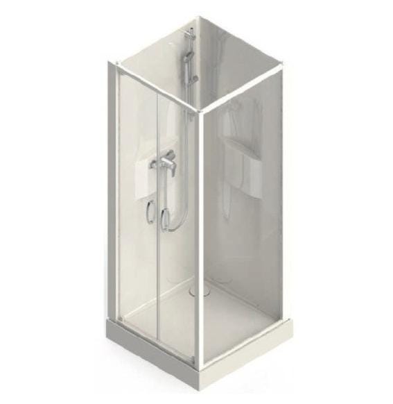 Cabine de douche d'angle H195 cm deux portes coulissantes en cristal Adry mat 6 mm Cabine de douche d'angle H195 cm deux portes coulissantes en cristal Adry mat 6 mm