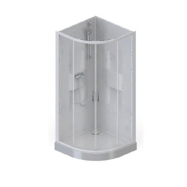 Cabine de douche 1/4 rond 90x90cm porte coulissante verre opaque ...