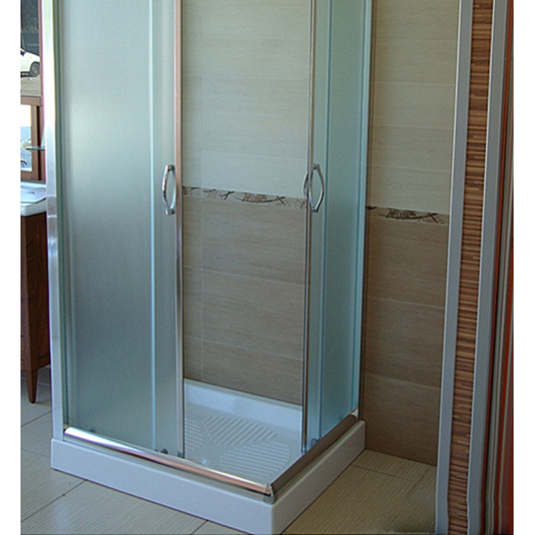 Box doccia 3 lati scorrevole a doppia porta trasparente o stampato 6mm h190 tris, tipo di vetro trasparente, dimensioni 80x100x80 - 2