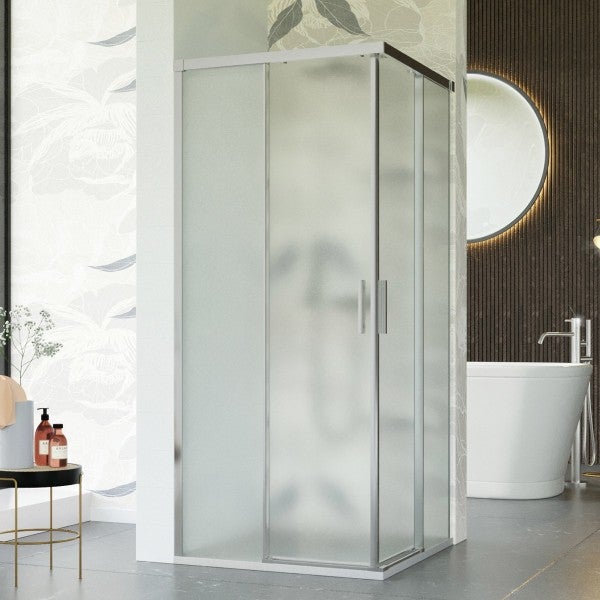 Porta doccia scorrevole a doppia porta trasparente anticalcare 6mm h195cm  zaffiro, dimensioni 130