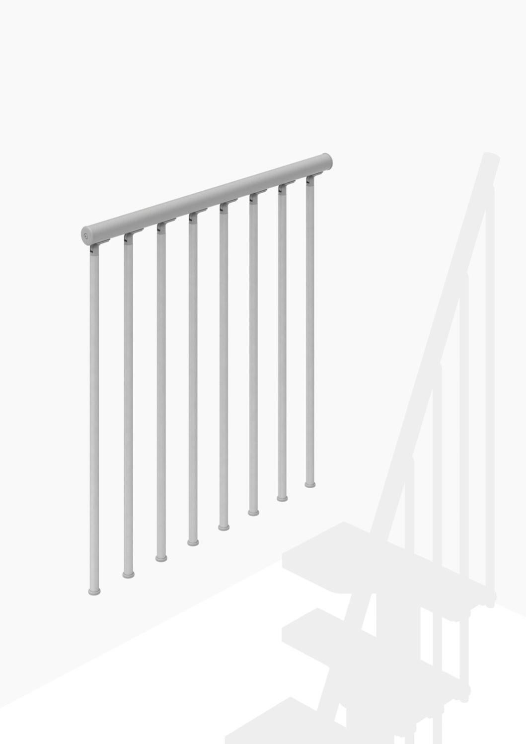 Kit balustrade en métal L.100 cm + Main courante PVC Gris Argent HOOP et SMALL MISTERSTEP