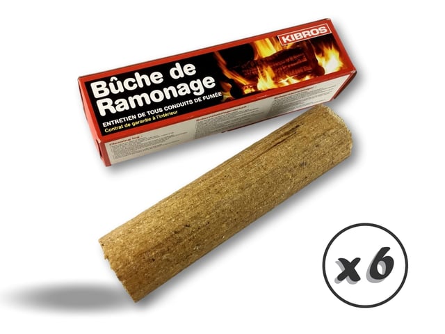 Lot de 6 bûches de ramonage chimique | Cheminée insert poêle chaudière foyers ouverts | Tous conduits de fumée | Certificat de garantie | Efficacité t