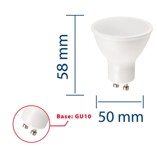 Ampoule LED SMD, spot GU10, 230V, 6W / 490lm, 4000K, 110°