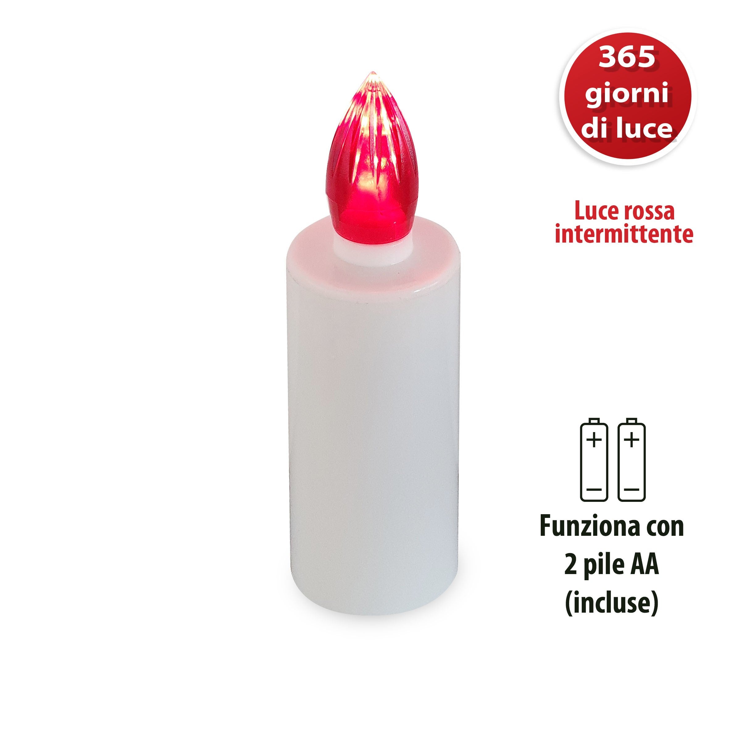 INFINITY: Lumino Elettrico a Led, Durata 365 Giorni, Bianco con Luce  Intermittente rossa