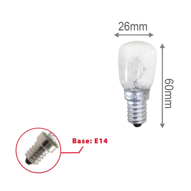 Ampoule à incandescence, ST26, 15W/100lm, culot E14, 3000K. Spécial fours