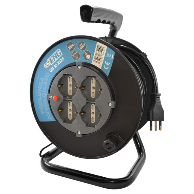 EXTRASTAR Prolunga Elettrica con Avvolgicavo 5 mt,4 Prese Polivalenti ( Schuko + 10/16A),Spina 16A,Sezione Cavo 3G 1,0 mm² EXTRASTAR Prolunga Elettrica con Avvolgicavo 5 mt,4 Prese Polivalenti ( Schuko + 10/16A),Spina 16A,Sezione Cavo 3G 1,0 mm²