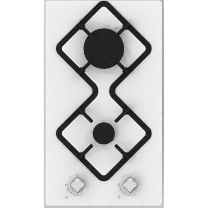 HUDSON HDG 2 B Table de cuisson gaz domino 2 foyers Blanc Leroy