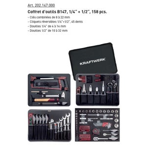 Malette d'outils en ABS 170 pièces 1/4-1/2, KRAFTWERK BASIC-LINE (B100)  202.100.100