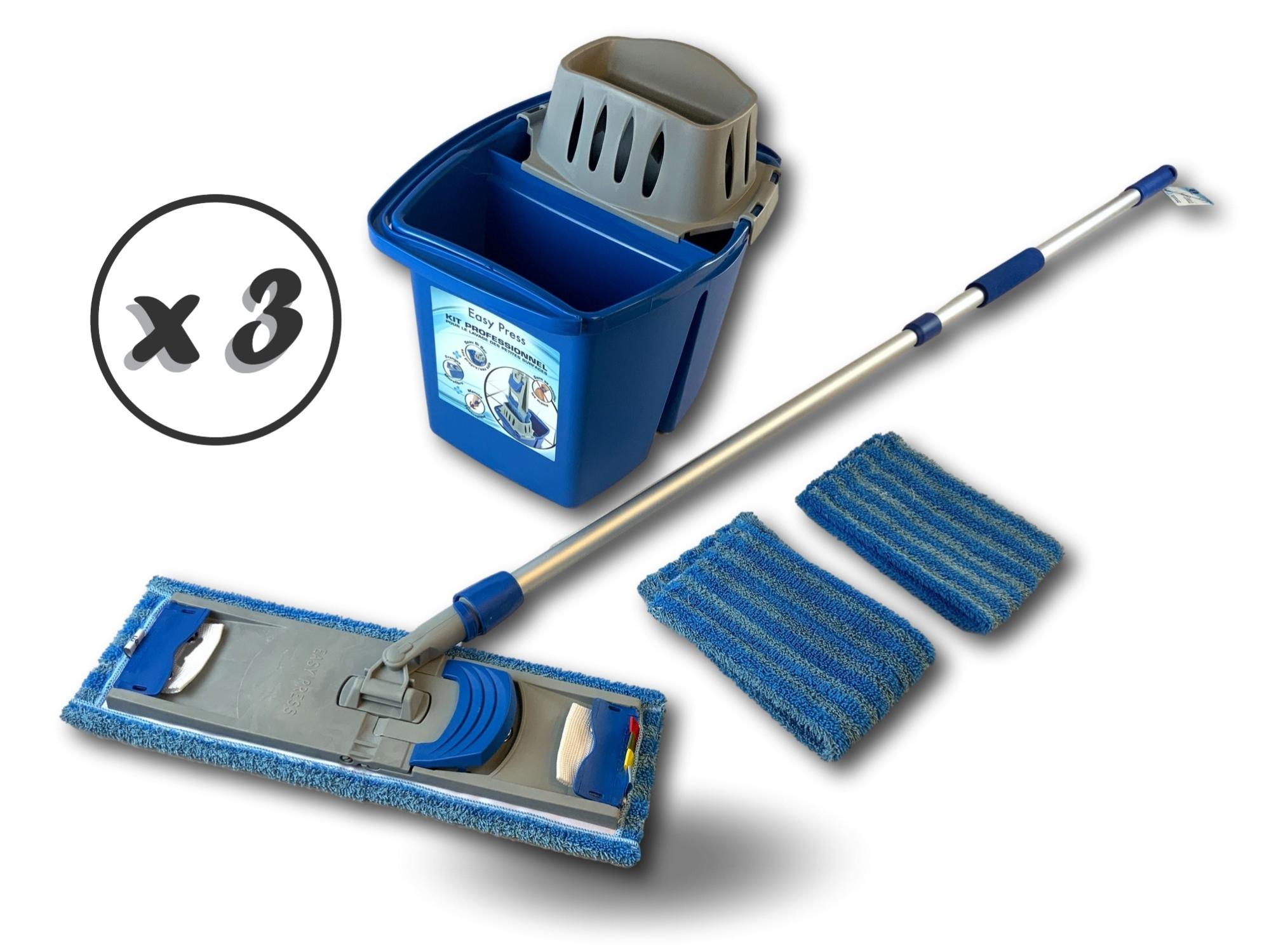 Lot de 3 | Kit lave sol easy press pro double compartiment | Nettoyage