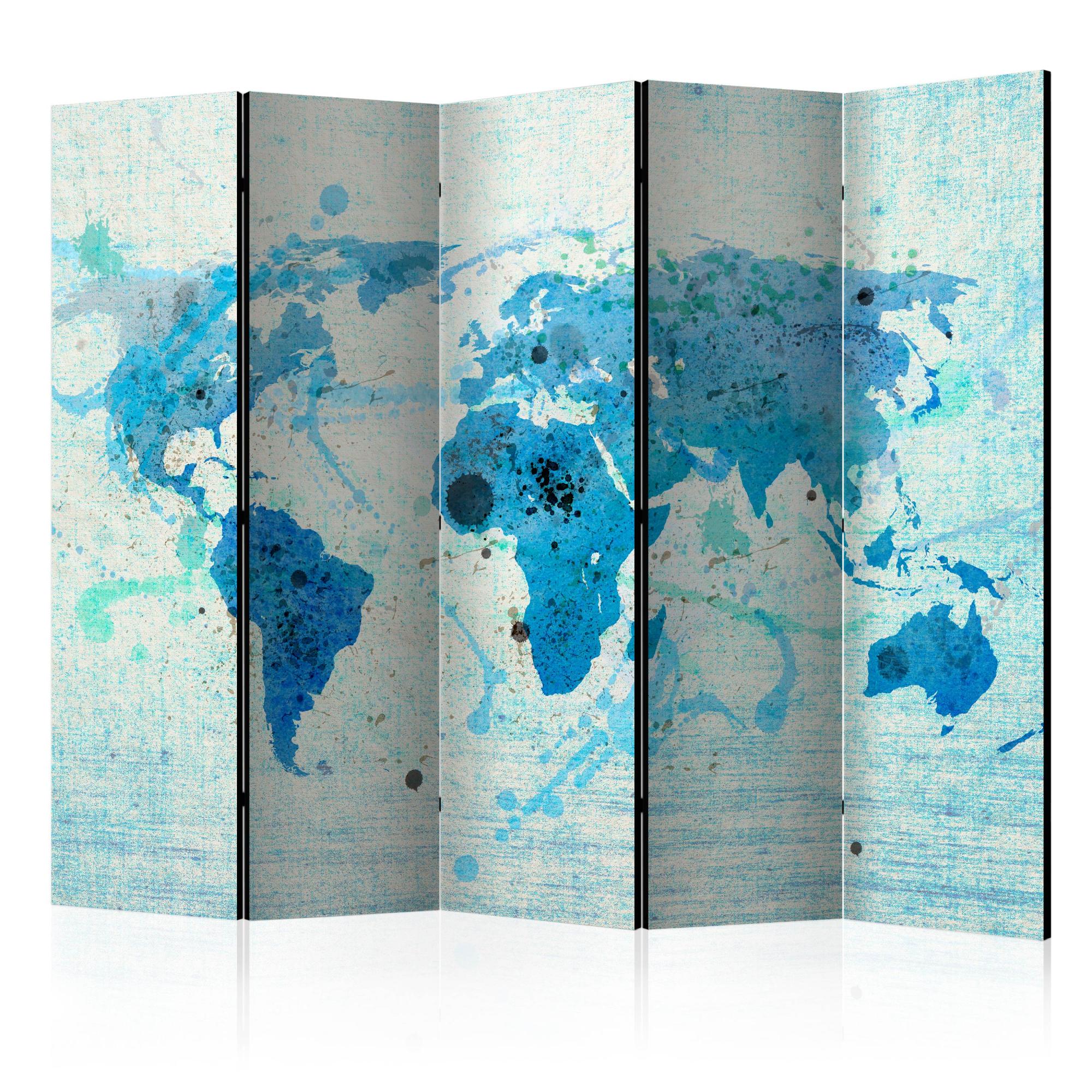 Paraván térkép - Room divider – White-colorful world map Vil