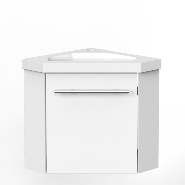 Aica Meuble De Rangement De Salle De Bain Meuble Sous Vasque D Angle Blanc 40 Cm Leroy Merlin