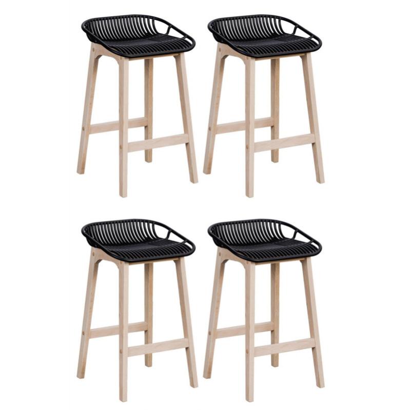 Tabourets De Bar Îlot Central Bois Et Noir H65cm Malmo | Lot De 4