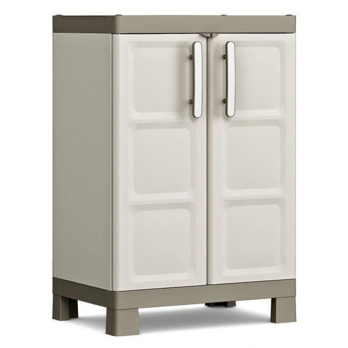 KETER Armoire Basse EXCELLENCE Beige et taupe 65 x 45 x 97 cm