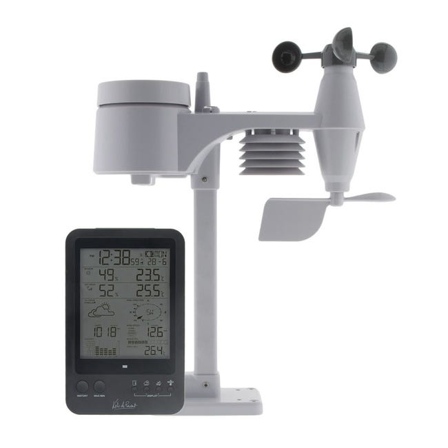 Station météo LCD thermo-hygro anémomètre pluviomètre