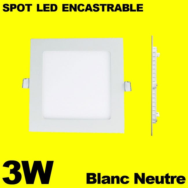 Spot LED encastrable Alba extra plat carré 3W 2700K noir IP65