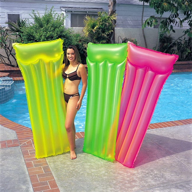 Materassino gonfiabile mare piscina tinta unita 183 x 76 Intex 3 Colori
