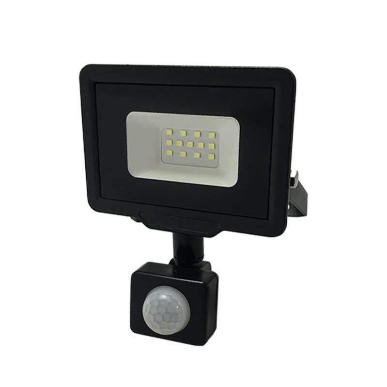 Greenmigo 10W LED Projecteur Extérieur/Intérieur Noir Spot Avec Détecteur de Mouvement IP65 85-265V Blanc Froid 