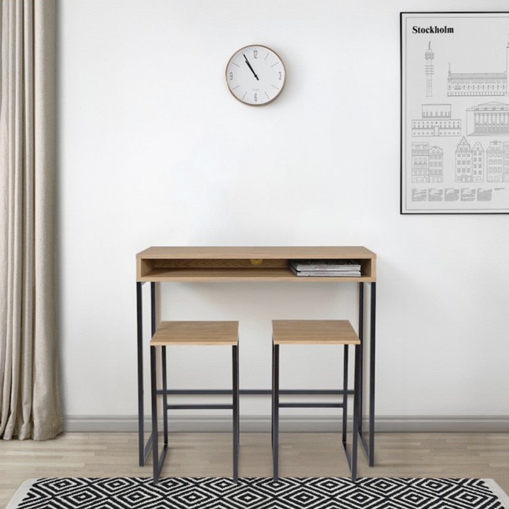 Tabouret De Bar Métal Et Chêne Bois Clair / Noir - Frame | Leroy Merlin