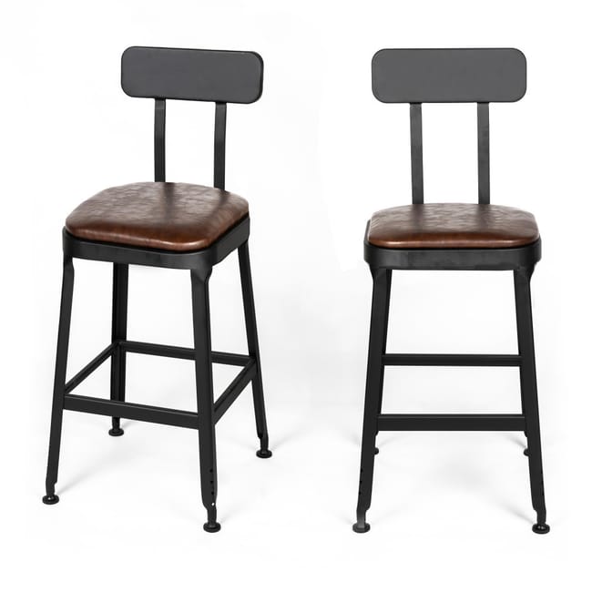 Lot de 2 chaises de bar métal et simili 63cm marron  CHILLY  Leroy Merlin