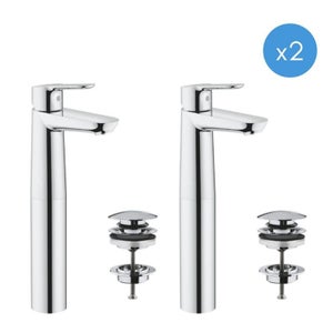 GROHE Robinet De Salle De Bains Lavabo Feel, Avec Tirette, Bonde Clic Clac  Incluse, Rob