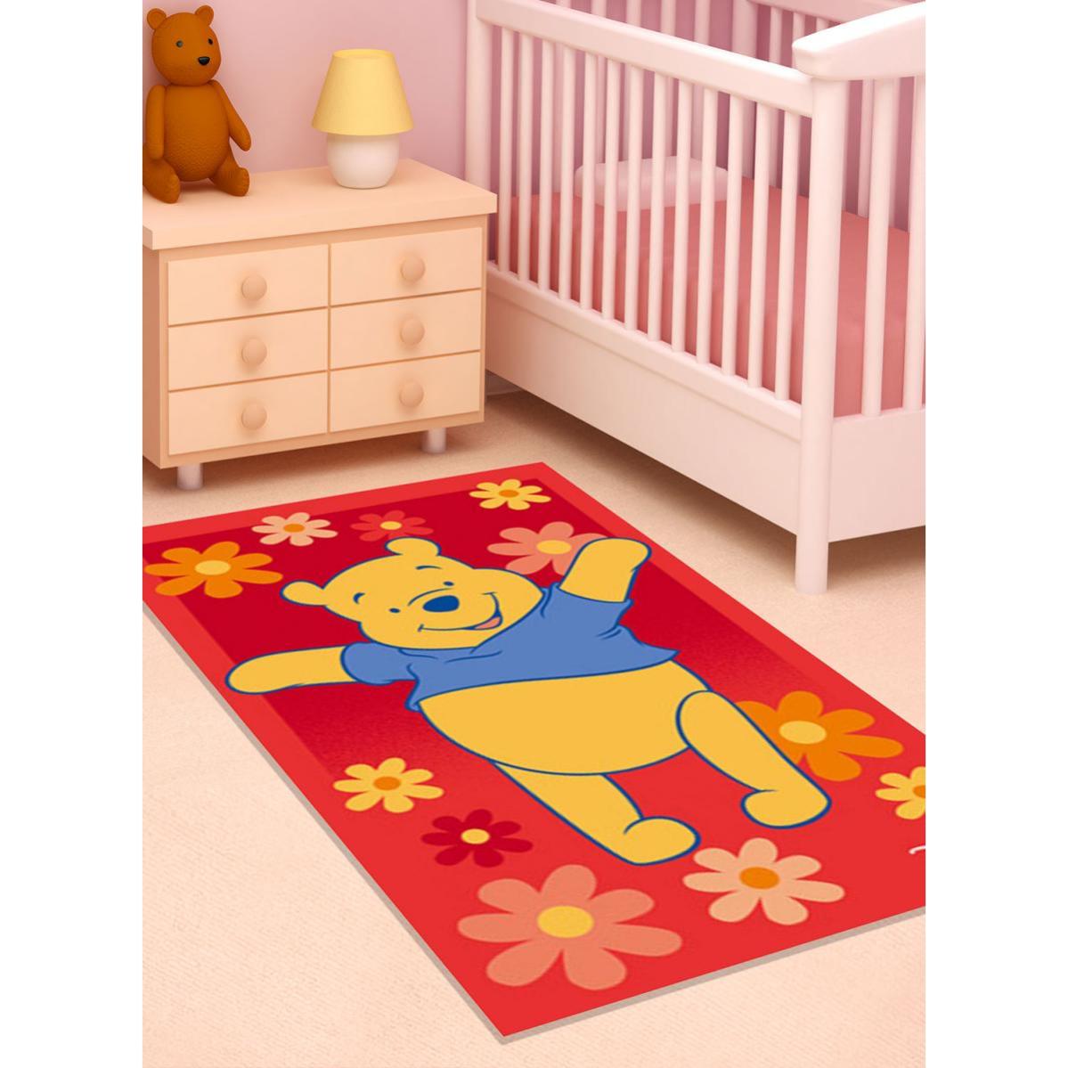 Tapis Enfant 50x80 Cm Rectangulaire Winnie Happy Rouge Chambre Adapte Au Chauffage Par Le Sol Leroy Merlin