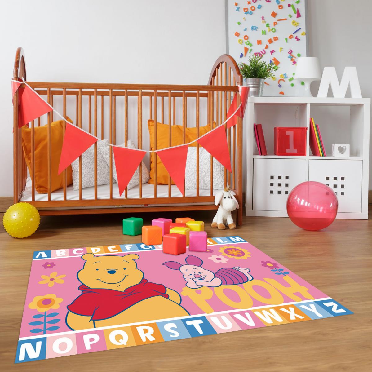 Tapis Enfant 50x80 Cm Rectangulaire Winnie Alphabet Rose Chambre Adapte Au Chauffage Par Le Sol Leroy Merlin