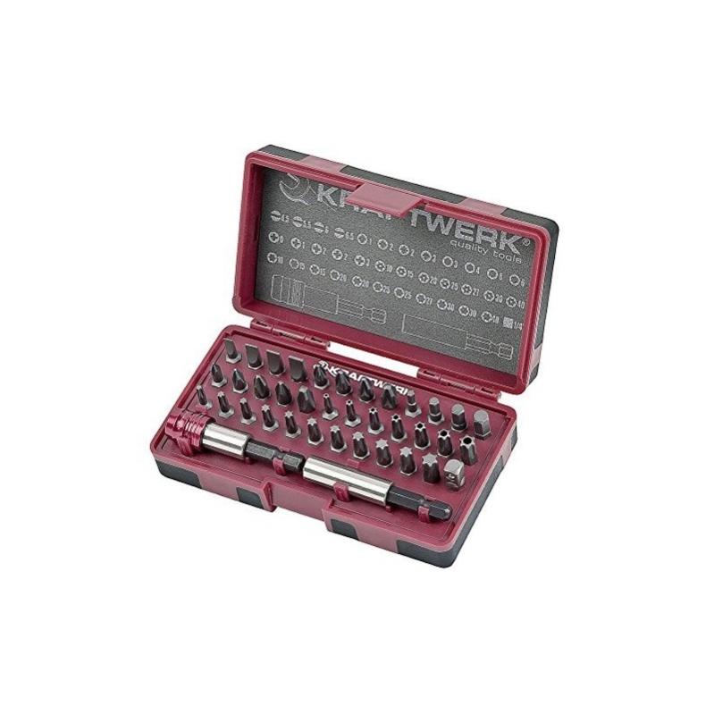 Kraftwerk Ergokraft Bit-Box 1/4 Zoll – 38-teiliges Bitsatz Mit Magnethalter, Aus S2-Werkzeugstahl, In Kunststoffbox