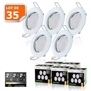 Lot de 25 Spot Led Encastrable Complete Satin Orientable lumière Blanc  Chaud eq. 50W ref.209