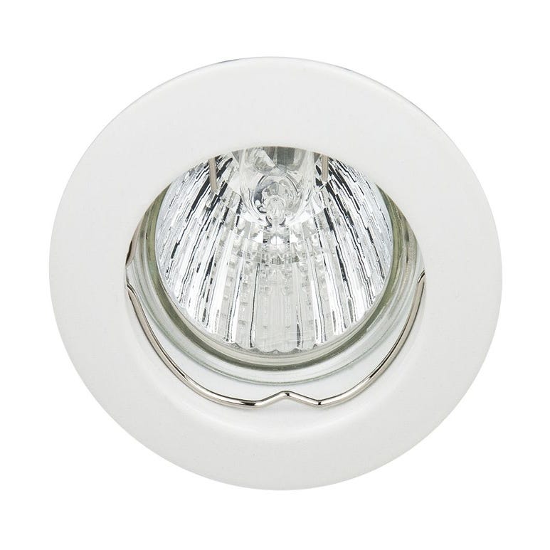Spot Encastrable Fixe Finition Blanc pour ampoule GU10 Halogène / LED - Max  50W