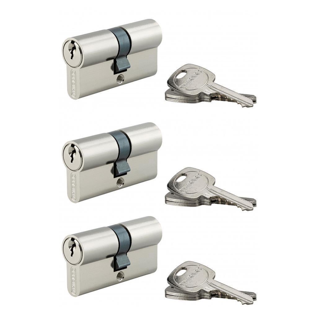 Lot de 2 cylindres de serrure Trafic 6 à double entrée - 30 x 30 mm