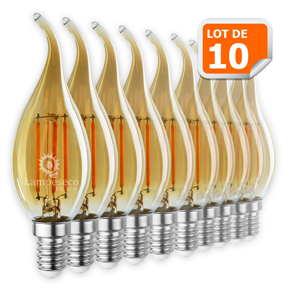 Lot De 10 Ampoules Décorative Led à Filament Doré 4 Watt éq 42 Watt Culot E14 Leroy Merlin 6012