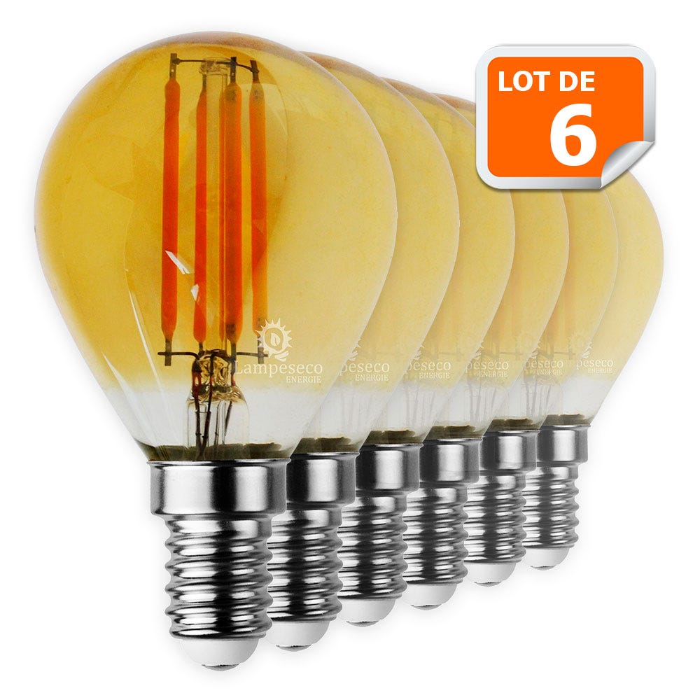 Lot de 6 Ampoules Led Filament forme G45 4 Watt (éq 42 watts