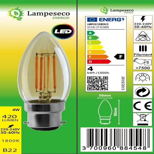 Lot de 10 Ampoules LED B22 8W eq 60W 806Lm