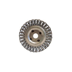 Brosse circulaire à fils acier torsadés pour meuleuse d'angle 125 à 230mm Ø  125mm, Ø queue M14mm, Qté 1 Makita