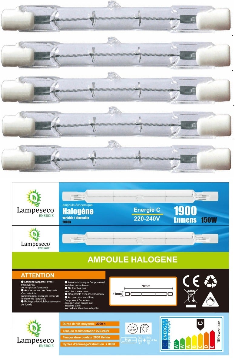 Ampoule halogène Linear / Crayon R7s J78 150W 78mm