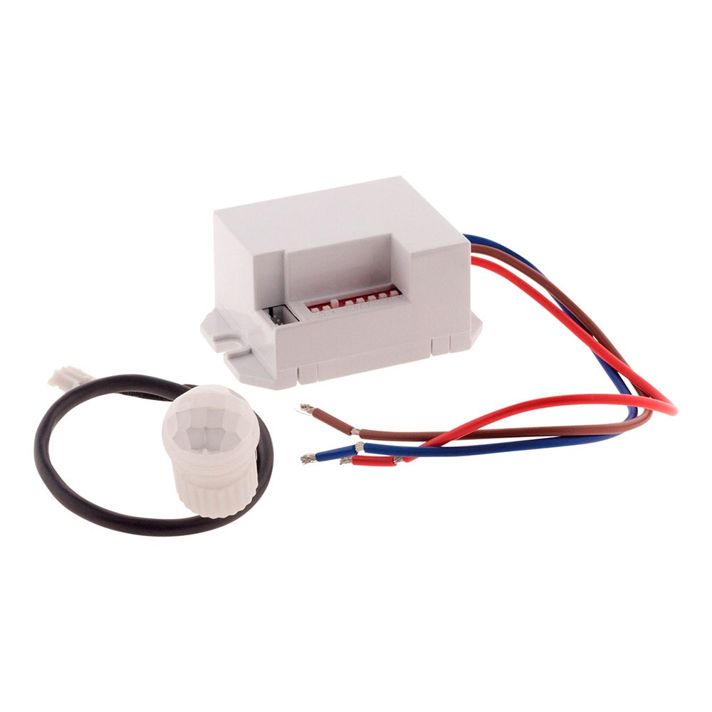 Mini détecteur de Mouvement encastrable Ø 15 mm 360° 230 V LED Compatible avec 6 m de portée 15 cm Câble Blanc 