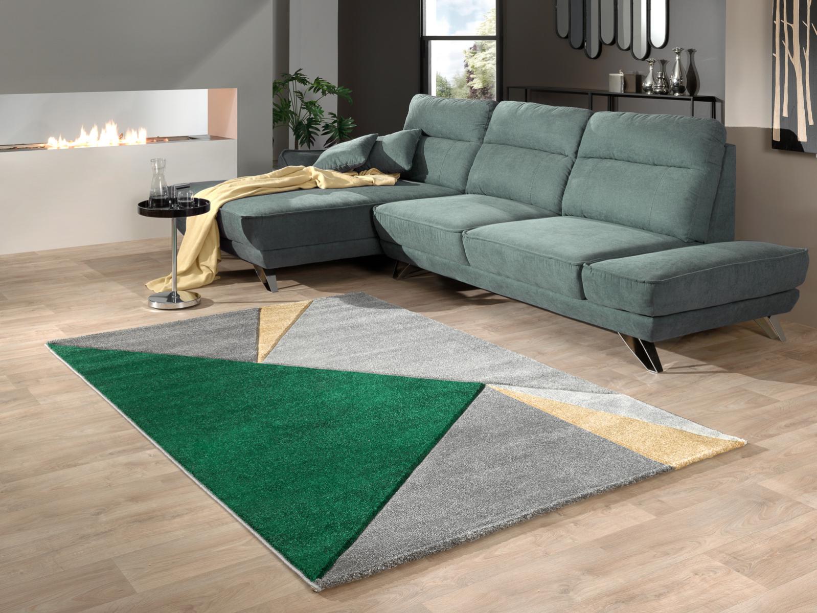 Tapis de salon kosto vert triangles 200x280cm Leroy Merlin