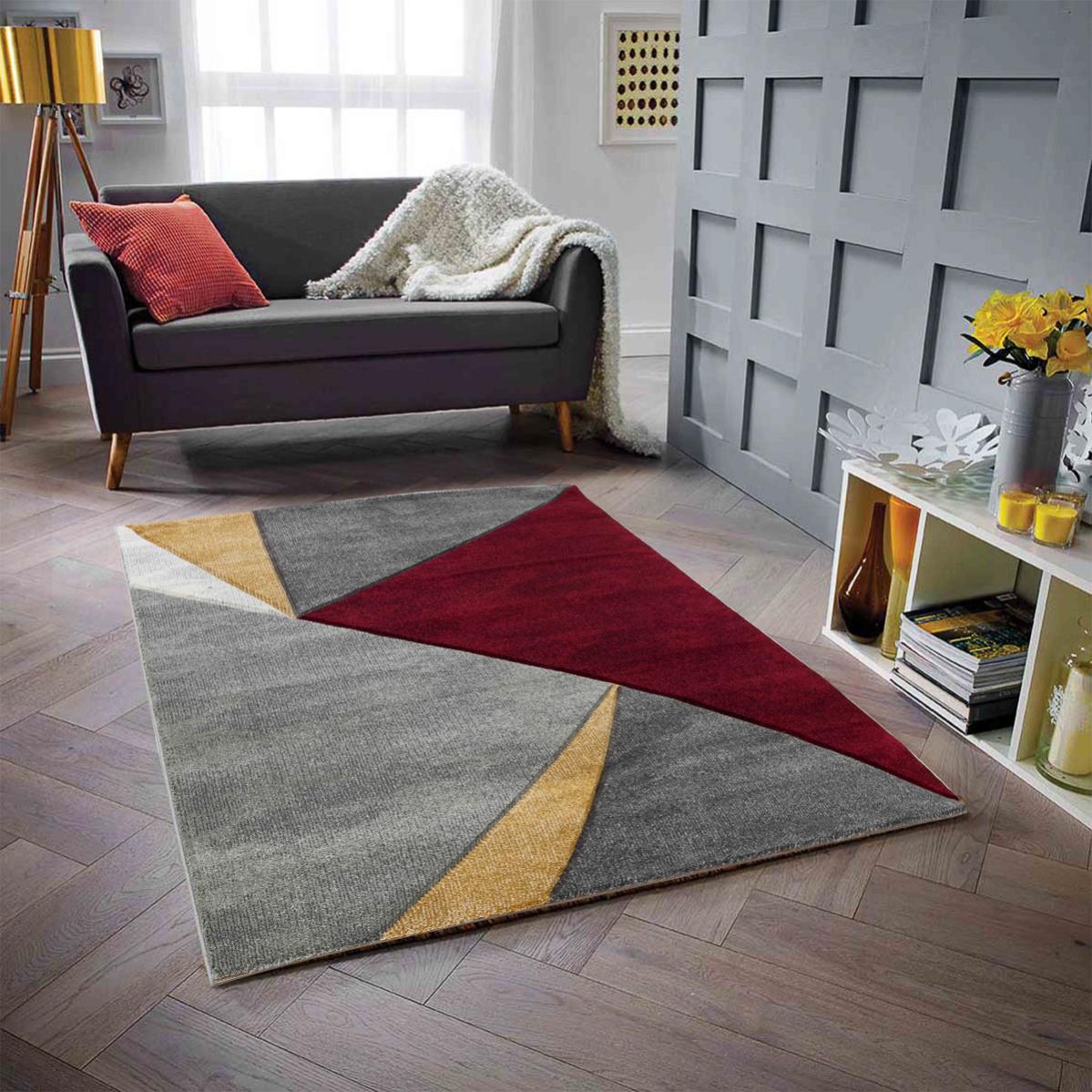 Tapis de salon kosto rouge triangles 120x160cm Leroy Merlin