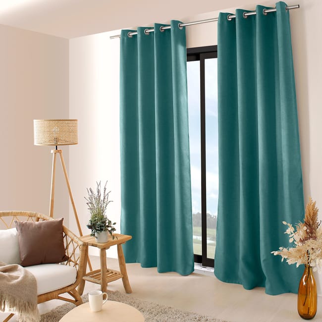 Rideau Occultant Uni Et Filete Bleu Vert 140 X 240 Cm Polyester Leroy Merlin Rideau Occultant Uni Et Filete Bleu Vert 140 X 240 Cm Polyester Leroy Merlin