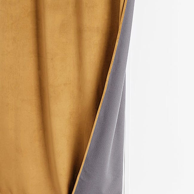 Rideau thermique et isolant uni polyester jaune ocre 140x260 cm