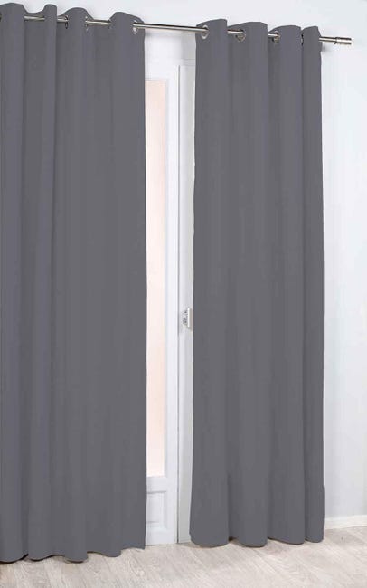 Rideau Phonique Et Thermique Uni - Gris Foncé - 135 X 260 Cm - Polyester | Leroy Merlin rideau phonique et thermique