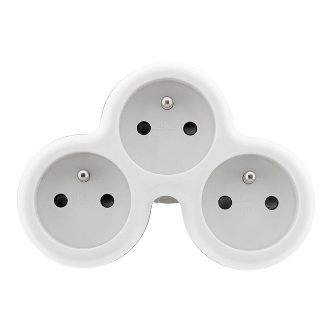 Multiprise 3 Prises Avec Interrupteur - Triplite - 3x16a - Blanc/gris -  Zenitech - Rallonge - Multiprise BUT