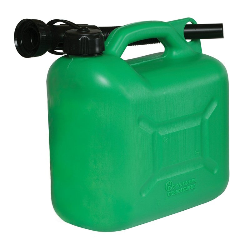 Bidon à essence plastique, 5 litres, vert, avec bec verseur flexible