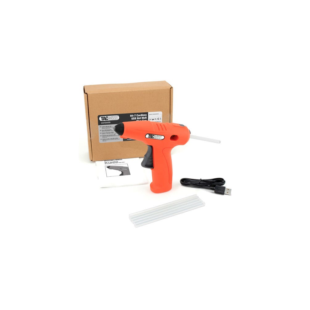 Pistolet à colle thermofusible avec bâtons de colle de 7mm, Rechargeable,  électrique, arrêt automatique pour des