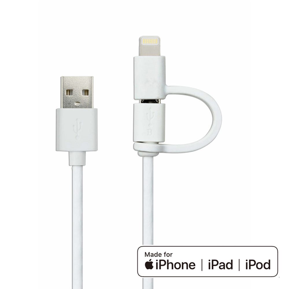 Câble 2en1 USB 3.0 Lightning MFI et micro-usb pour appareils iOS