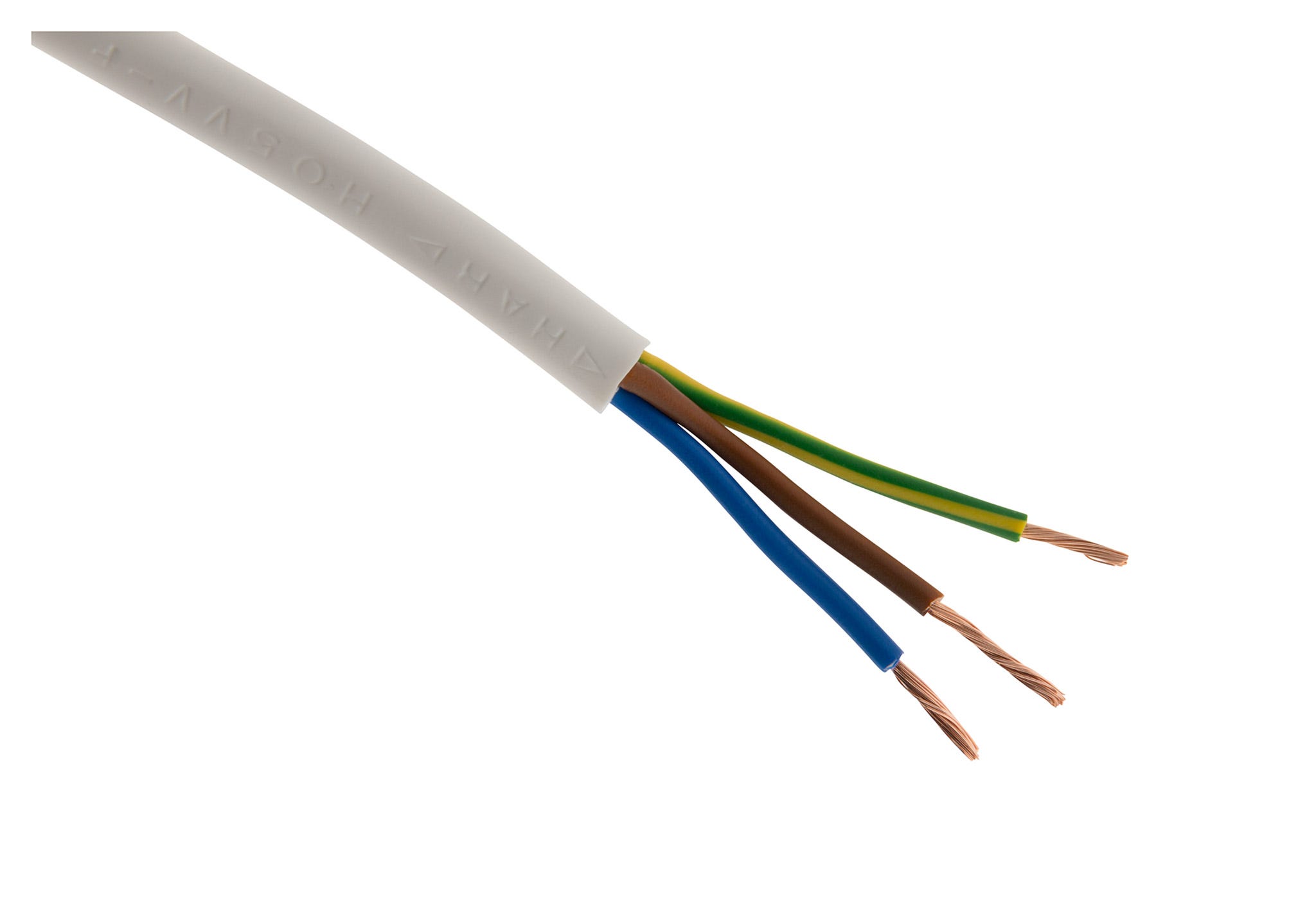 Câble d'alimentation électrique HO5VV-F 3G1,5 Blanc - 10m