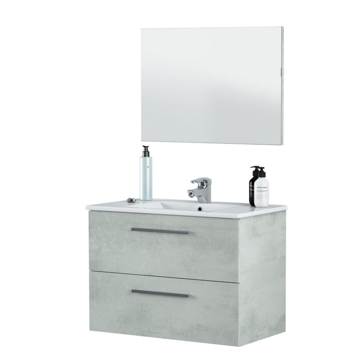 Mobile Bagno Moderno Da 80 Cm Con Lavabo E Specchio Dafne 305160l
