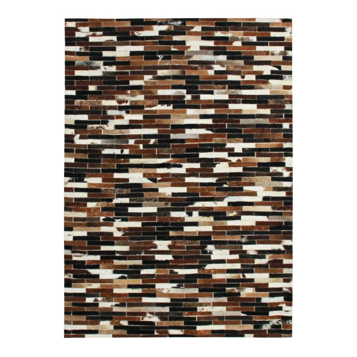 CUIR - Tapis en cuirs recyclés lignes marron multi 160x230 | Leroy Merlin