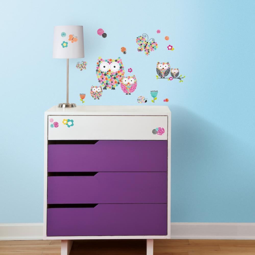 Chouettes Et Papillons Fleurs Stickers Repositionnables Chouettes Et Papillons Motifs Fleurs Leroy Merlin